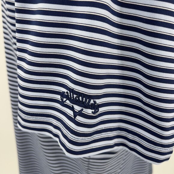 Callaway Men's Opti-Dri Golf Polo Shirt XL Extra Large Blue & White Striped - Picture 4 of 7